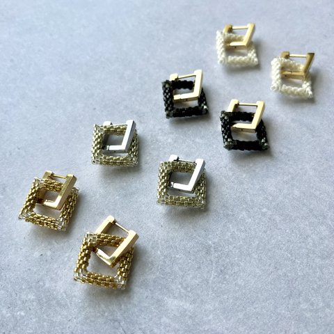 【選べる4色】SIKAKU Hoop pierced earrings 