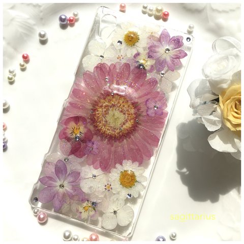 Xperia Z5 ガーベラ押し花スマホケース