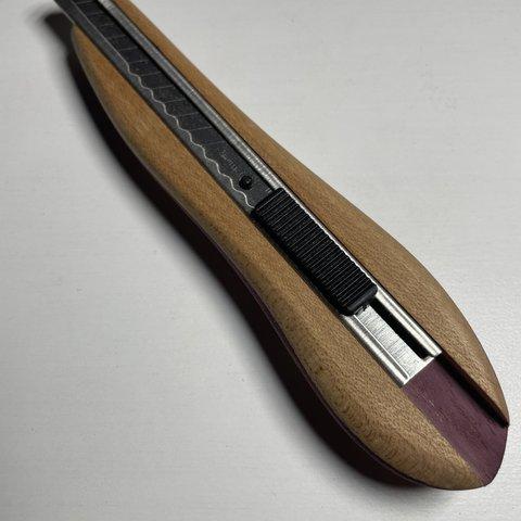 ギター材で作った木製スリムカッターナイフ～メイプル×パープルハート②