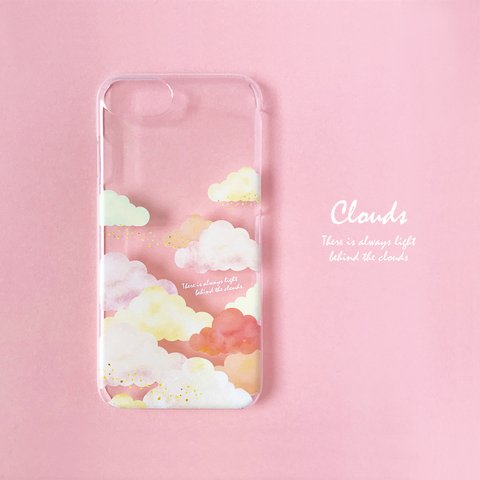 もくもく雲と茜空のクリアスマホケース【iPhone】