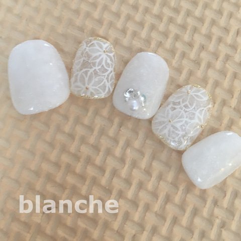 blanche★ホワイトver.フラワーレースネイル