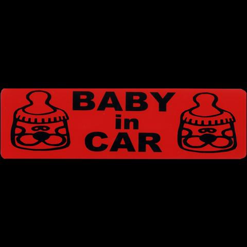 BABY in CARマグネット ステッカー(ベビーインカー BABY ON BOARD 耐水 耐光 マグネット ステッカー)あか×くろ