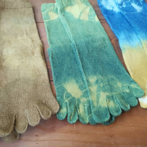 薬草染め silk socks*2set sale有り✡草木染めシルクの5本指靴下　冷えとり　温活　detox