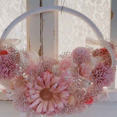 Feminine Pink Natural Half Wreath💓💓