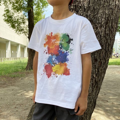 ★お名前入りTシャツ★スプラッシュデザイン