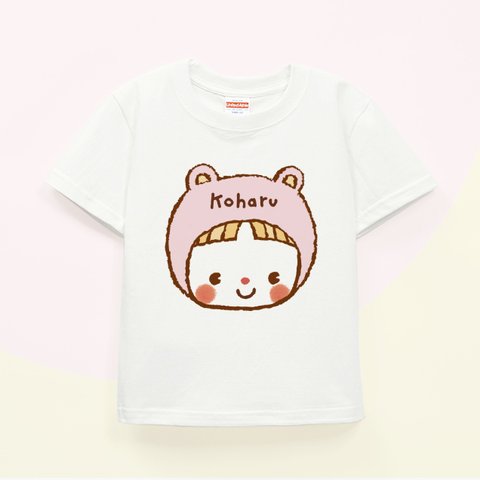 Kids 名入れＴシャツ（ピンクのクマちゃん）