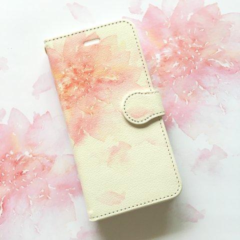 *名入れ可*ダリアⅡ  スマホケース 手帳型 アンドロイド iPhone 花柄