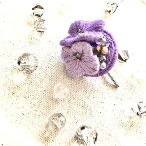 【立体刺繍】紫陽花のポニーフック(葡萄) 