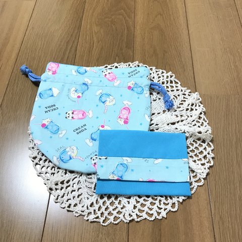 【SALE】まんまる巾着とフタ付きポケットティッシュケースセット