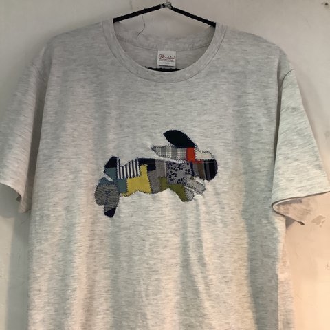 ウサギ柄オリジナルパッチワークTシャツU01