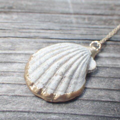 【陶土】Mermaid Seashell　陶土のシェルほっこりネックレス