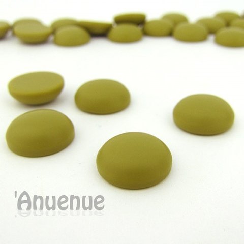 チョコレートカラーカボション 14mm 【Round Matte / Matcha】6個