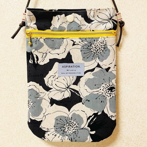 ショルダーbag 花柄 チャコール