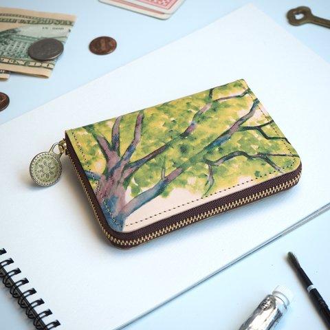 ラウンドファスナー コンパクト 財布（コモレビ）小さい 牛革 レディース メンズ