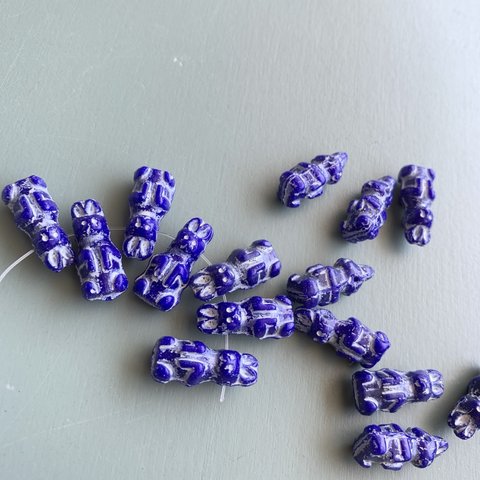 【4コセット】JIRI＊IVANA#czech beads#チェコビーズ　Easter bunny17✖️8㍉ cobalt blue/white