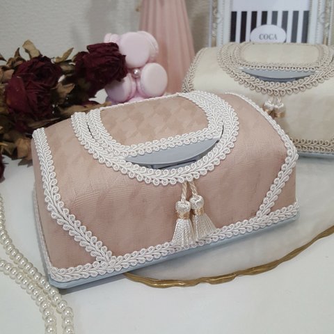 【ジャガードピンク千鳥】ウェットティッシュケース♡ワイプケース♡おしりふきケース