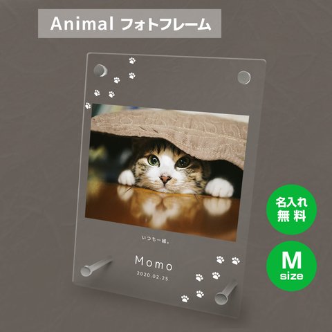 【名入れ無料】 フォトフレーム サイズM ペット ペットグッズ 写真立て フォトスタンド ペット用品 cat005m