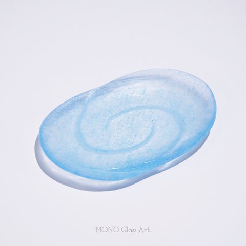 小皿 -波紋- 1【オリジナル・一点もの | 涼しげガラス皿】