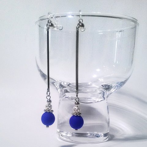 Matt Neon Dark Blue  Swing Earrings 