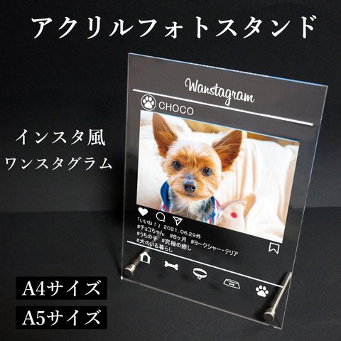 アクリルフォトスタンド　インスタ風　ペット　犬│オーダーメイド