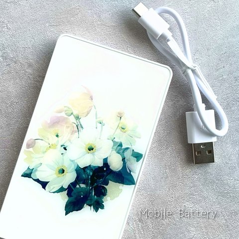 -秋明菊- 花と草木の強化ガラスモバイルバッテリー／充電器