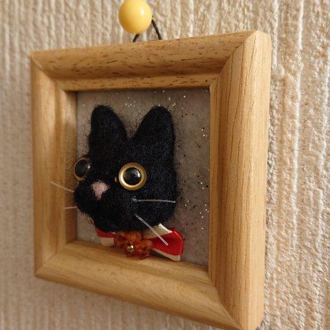 猫の木製スクエアフレーム 黒