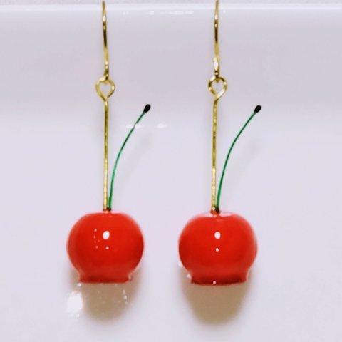 🍒さくらんぼ飴🍒　ピアス　イヤリング　ノンホールピアス