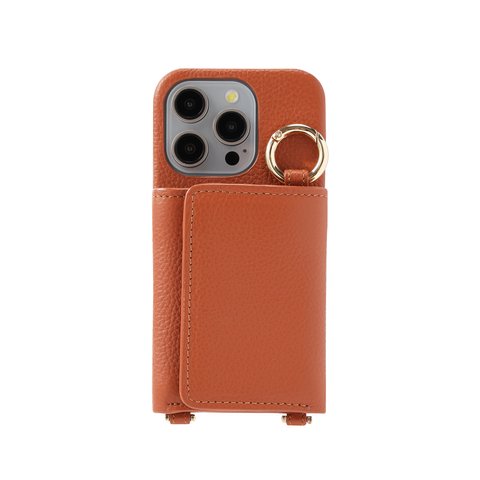 【iPhone15 Pro】本革 ・ショルダー レザー ウォレット 大容量カードケース付き 取り外し可能な財布機能と多様なスタイル ブラウン