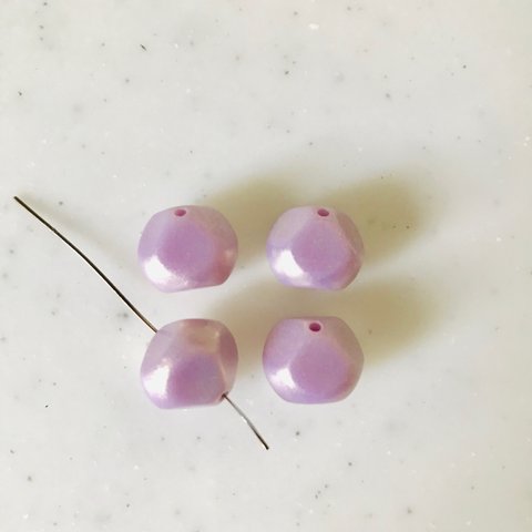 Pearly Purple Faceted Nugget Beads 