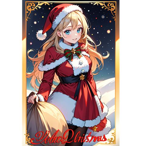 クリスマスカード　CHRISTMAS CARD　女性サンタクロース