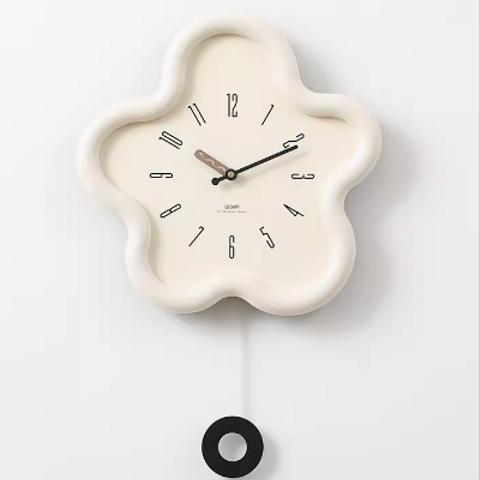 Noridongsanクリーム風 リビング 掛け時計 シンプル時計 アイデアスイング 時計
