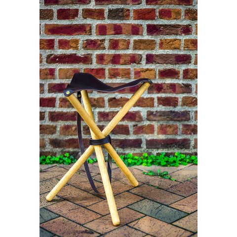 BROWN LEATHER STOOL