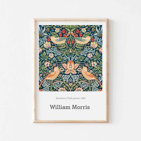 ウィリアム・モリス、シンプルなコーディネートにはマストなアートポスター、リビング、キッチン等、お部屋を選ばない作品、北欧スタイルにも古民家にも【W-0062】