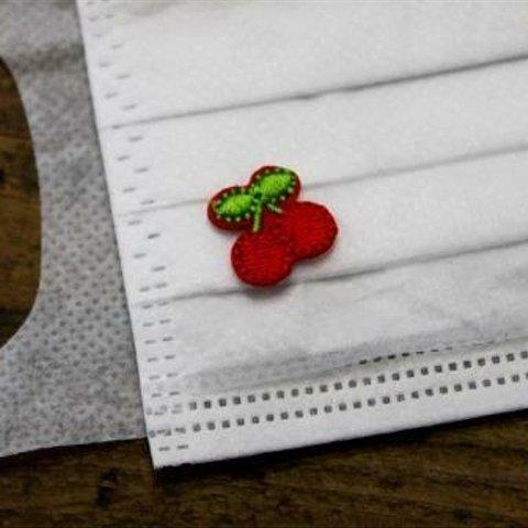 手作りマスクに！刺繍ワッペン【さくらんぼ赤】8個 