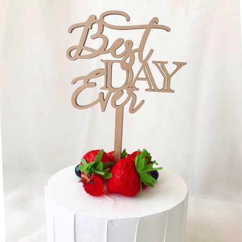 【Best day everトッパー】木製　ケーキトッパー　結婚式　ウェディング　ウェディングケーキトッパー　ウェディングケーキ　結婚祝い