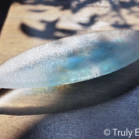ガラスのアクセサリー・トレイ -「HANAのおと」● ターコイズブルー・20cm