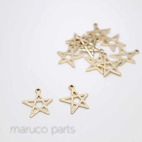 【線スター大チャーム＊６個】【1#ゴールド】◎charm-094-c1-m