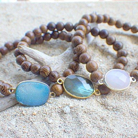 Wood Beach Bracelet *ラブラドライト＊Vermail*