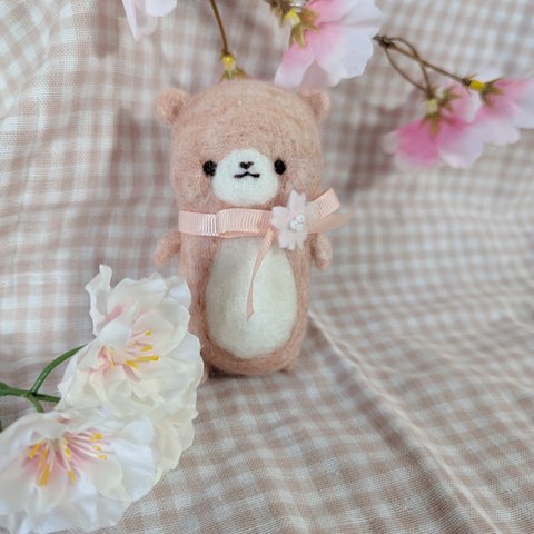 【再販】羊毛フェルトの 桜くま サクラクマ