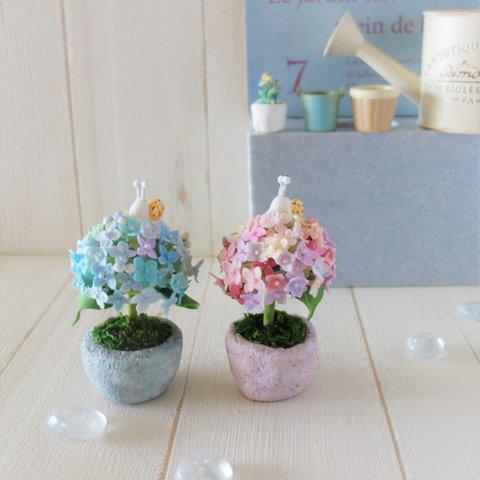 遅咲きの紫陽花こんまりプランター〈ちょこっとサイズ〉