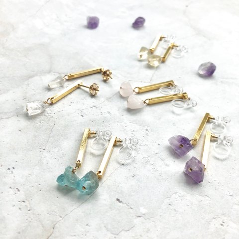 stick ＆ natural stone   earring/pierce