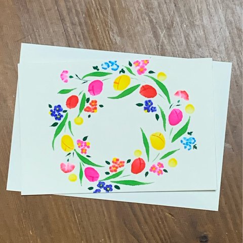 春の花のリース②ポストカード