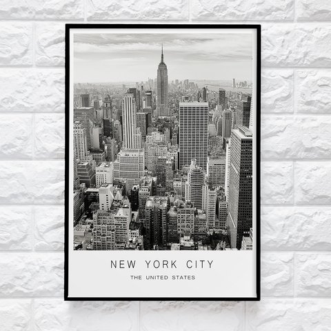 【0061】アートポスター　New York City, Empire State Building Poster　モノトーン　海外インテリア　北欧インテリア