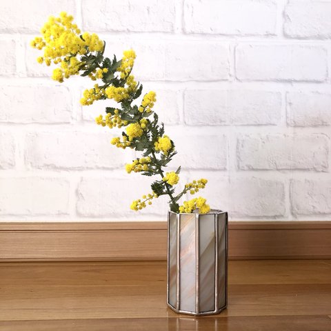 アンティークガラスの花瓶🌙ステンドグラス花瓶