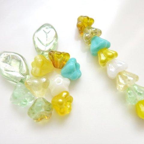 Assortビーズ☆6×4mm☆チェコベルフラワー☆8色16個セット☆シトラスmix