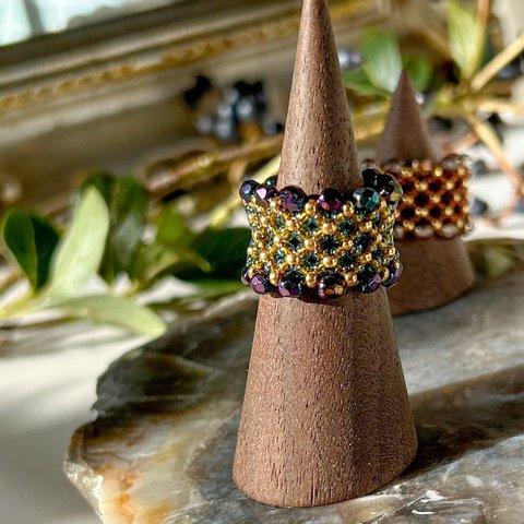 ビーズリング -turkish lace beads ring- 刺繍糸で編んで作る指輪