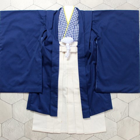 ◆羽織袴セット/紺チェック/5歳【受注生産】