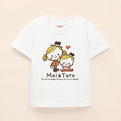 名前が入れられるＴシャツ（ツインテールちゃんと赤ちゃん）