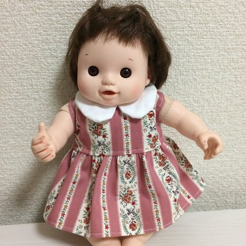 ちいさな 花柄ピンクストライプワンピ