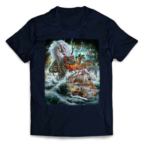 半袖Tシャツ 船を襲う ドラゴン  海 雷 嵐 by FOX REPUBLIC